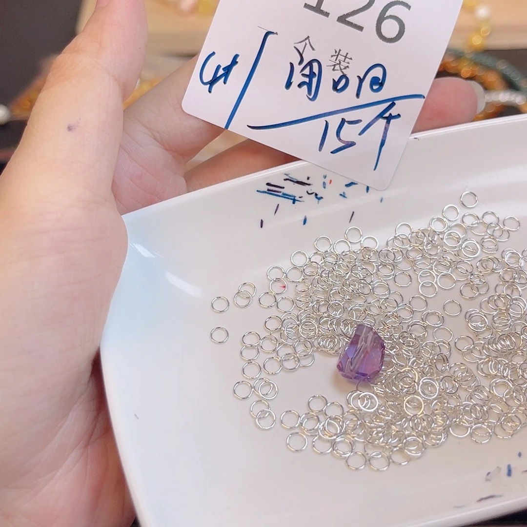 水晶珠宝半成品银S925镀金镶嵌126 。