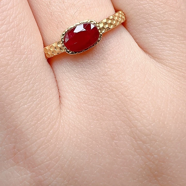 戒指银S925镶嵌红宝石