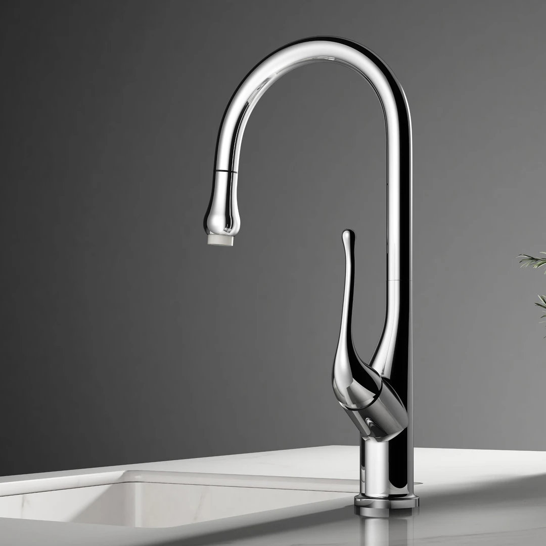 宾丽厨房抽拉龙头洗菜盆防溅水全铜冷热抽拉伸缩延长可旋转洗碗池