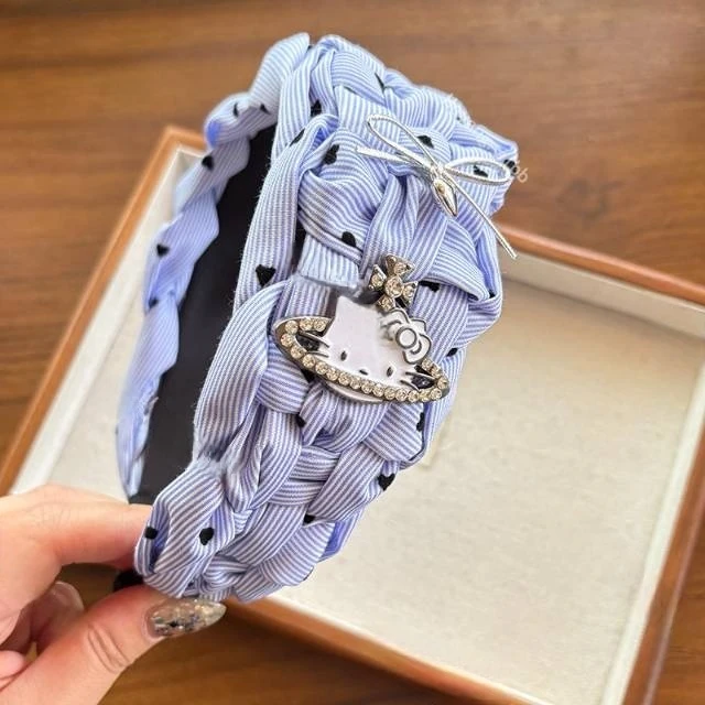 韩国东大宽版蓝色KT发箍气质时尚头箍蝴蝶结头箍甜美少女发饰