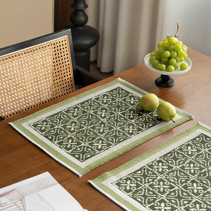 餐垫简约复古餐桌垫几何质感棉线隔热防烫布艺民族茶几西餐边桌