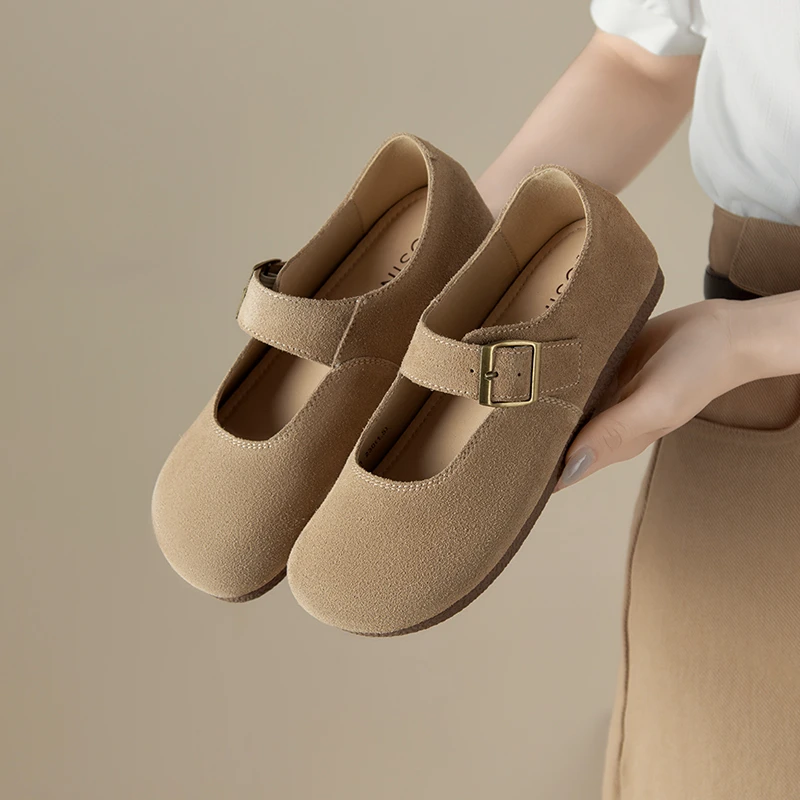 勃肯鞋女2025春季新款浅口单鞋一脚蹬女鞋休闲百搭软底舒适小皮鞋