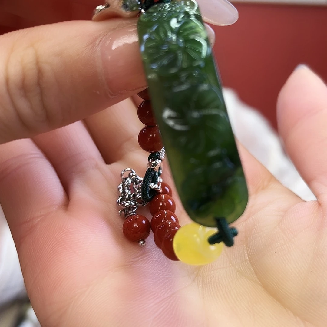 和田玉（碧玉）手链未镶嵌梅花