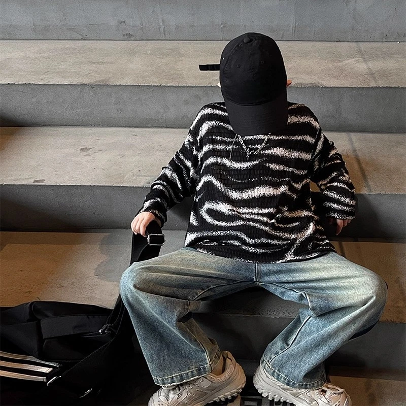 男童秋季条纹长袖T恤2025新款中小儿童装衣服宝宝秋装韩系上衣潮