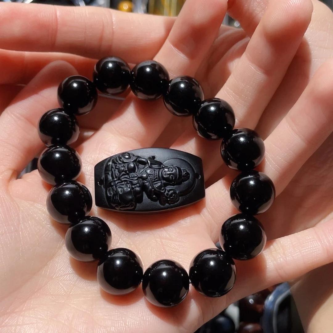 黑曜岩手链未镶嵌平**福