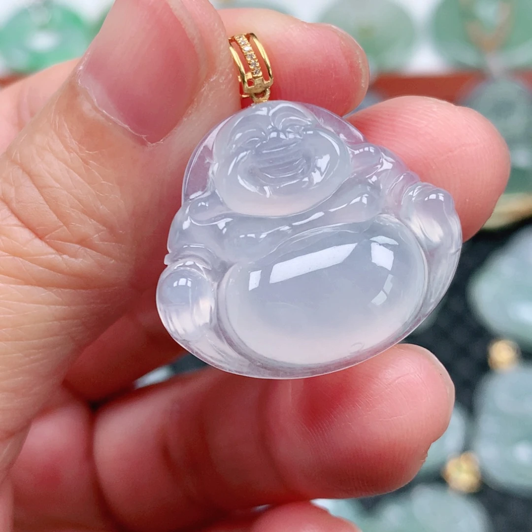 翡翠吊坠(不含链)18K金镶嵌