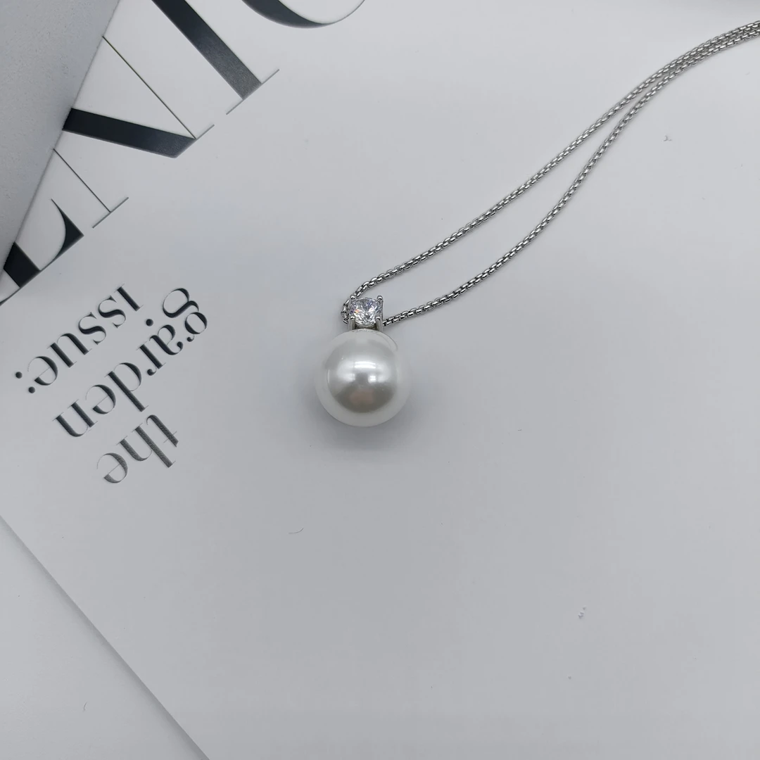 新号福利12和14mm白色王妃款吊坠气质经典 贝珠