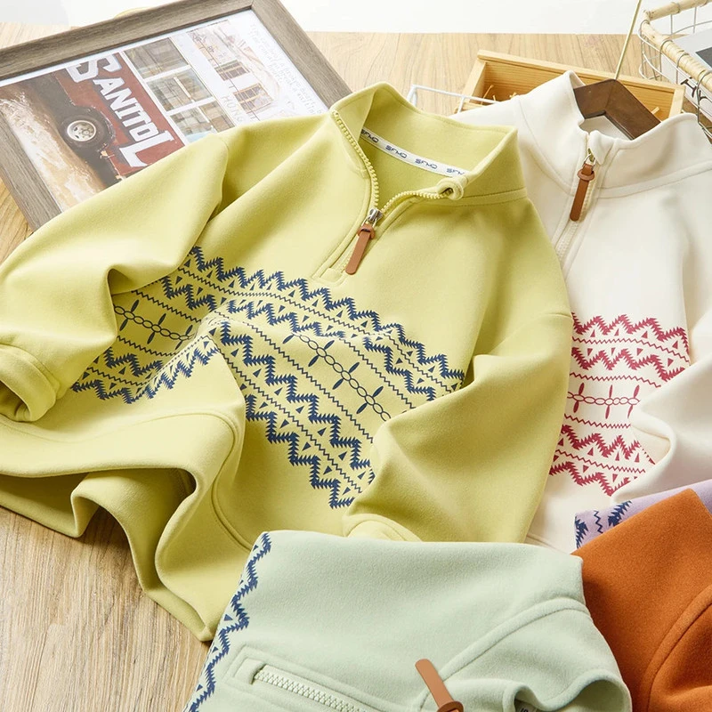 儿童春秋半拉链卫衣长袖2025春季新款中大童百搭休闲洋气上衣E