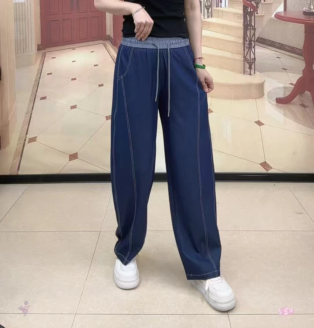 小四子【8207香蕉裤】夏季阔腿香蕉裤女中腰牛仔裤 阔腿时尚休闲裤