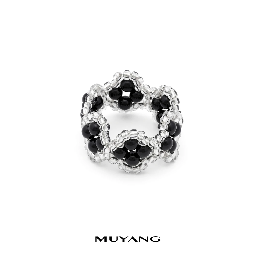 muyang/慕阳 非金属玻璃戒指 气质网红轻奢时尚韩版百搭素绡戒指商品图