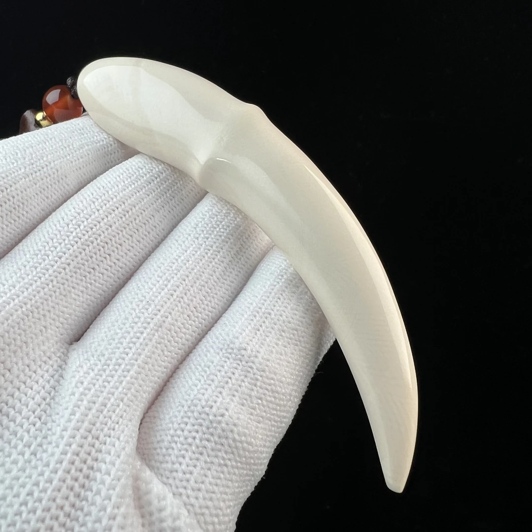 B1055天然猛犸牙雕刻 牙尖 89.5mm支持鉴定 假一罚四