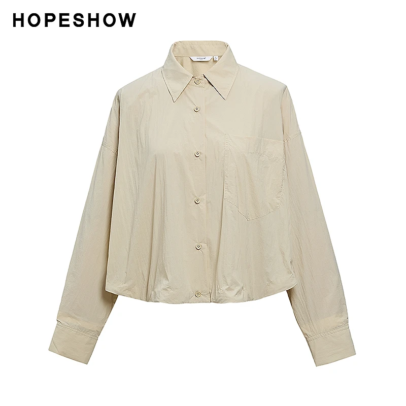 红袖2024夏季女装 抽绳单排扣落肩衬衫翻领长袖短外套89624180403