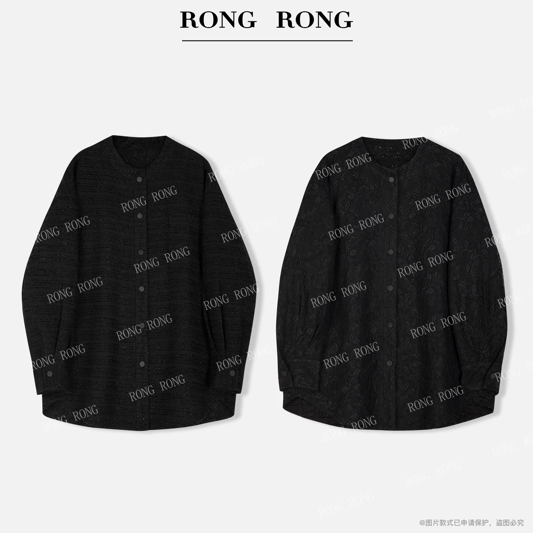 溶溶T【星墨古韵】RONGRONG 圆领钩花镂空双面穿小香风外套G-Z0411