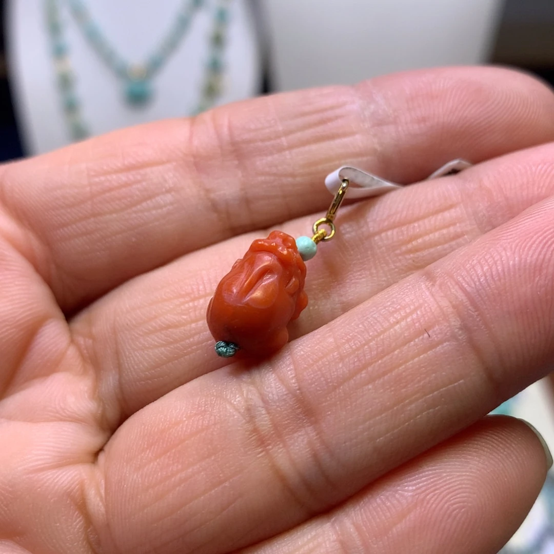 南红玛瑙银S925镀金镶嵌挂件