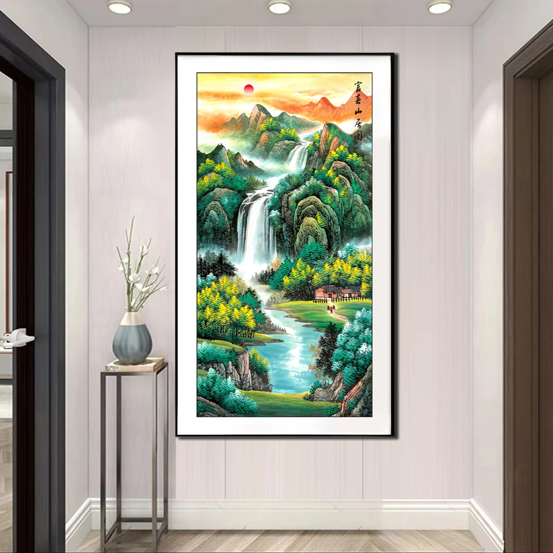 【新疆长绒棉双纱棉】6853富春山居图十字绣大格55x108/小格36x69