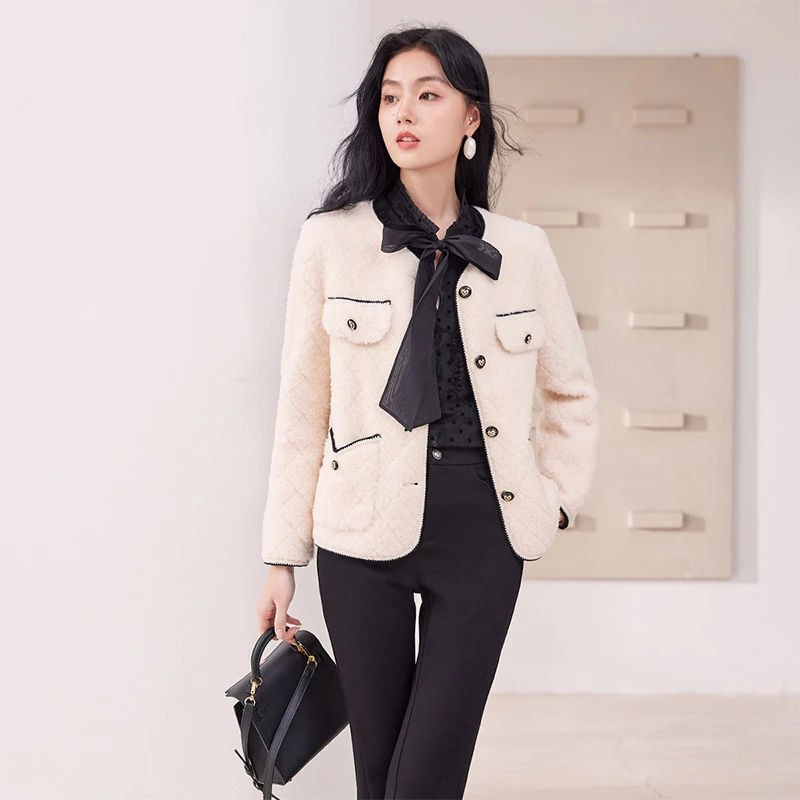 W3101777短外套 香影小香风毛绒外套女2024年秋冬季新款千金感
