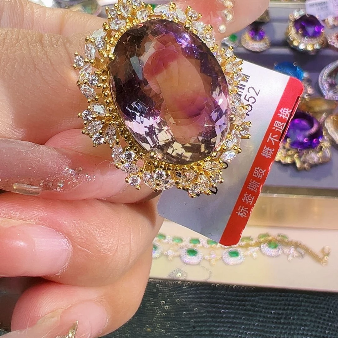 银S925镶嵌珠宝半成品紫晶