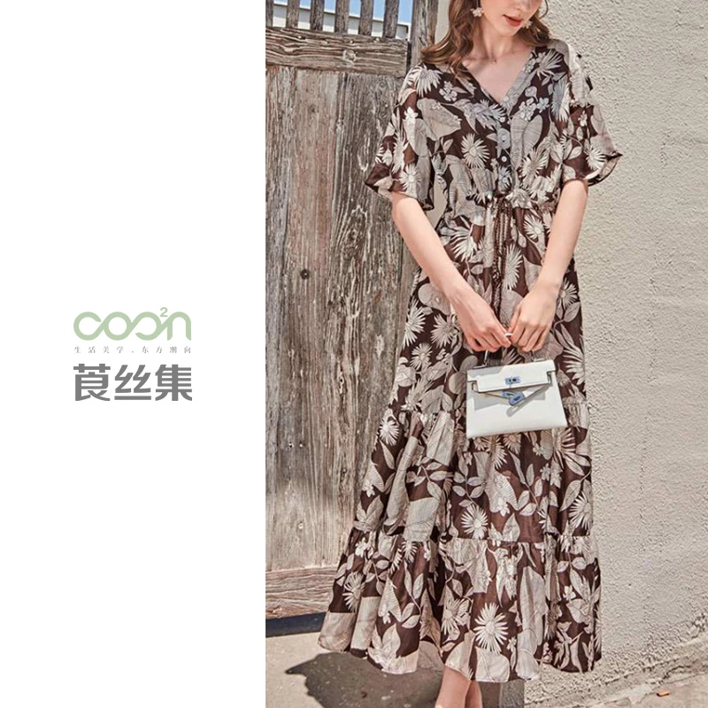 COO²N/莨丝集春夏新品百搭夏季碎花连衣裙长裙气质裙子-显瘦