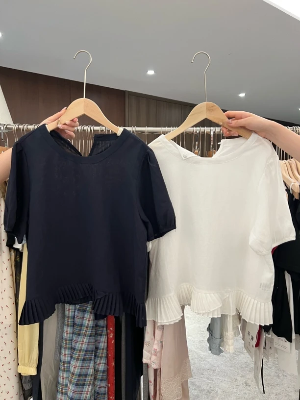 【吴梦菲】韩式简约·通勤时尚夏季衬衣短袖圆领