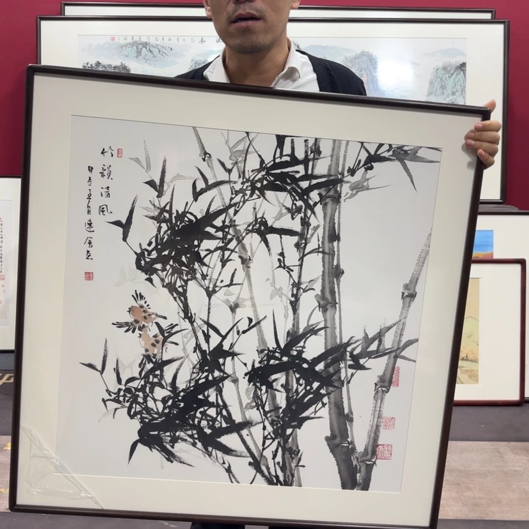 国画手绘作品带框80/80
