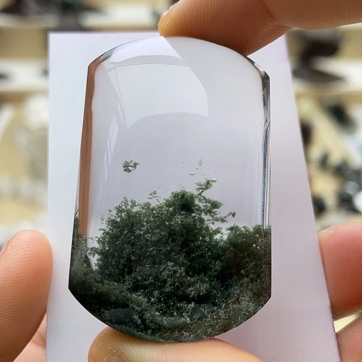 未镶嵌颈饰水晶绿幽灵聚宝盆无事牌定制