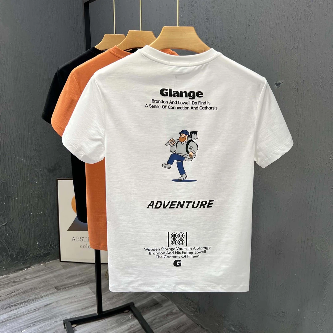 2025新款夏季圆领短袖T恤男士时尚卡通修身半袖t舒适百搭休闲上衣