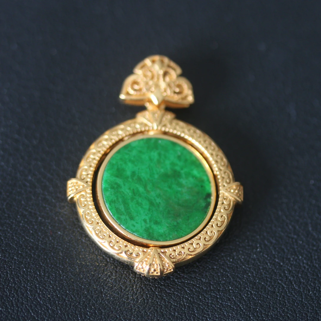 【深古推荐】天然缅甸翡翠A货S925银镶嵌圆无事牌吊坠多样性发其一