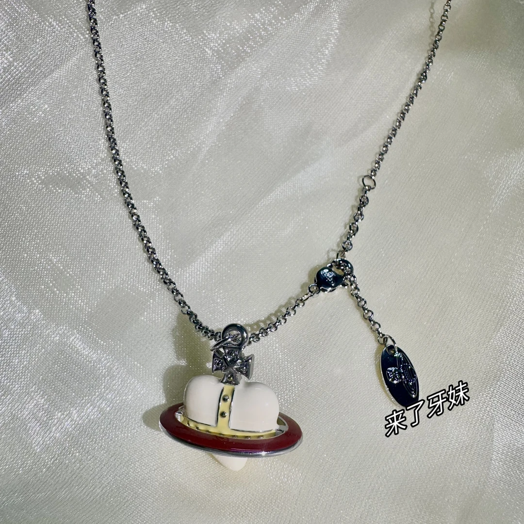 合金项链 YM【链条奶白滴胶项链XL164】ins轻奢设计感时尚小众