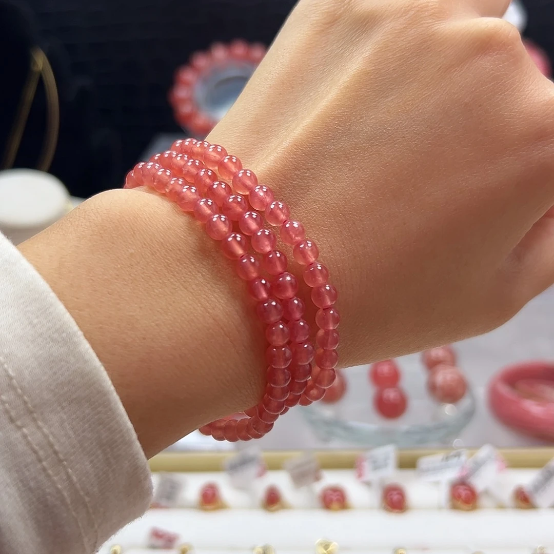 菱锰矿（红纹石）未镶嵌手串