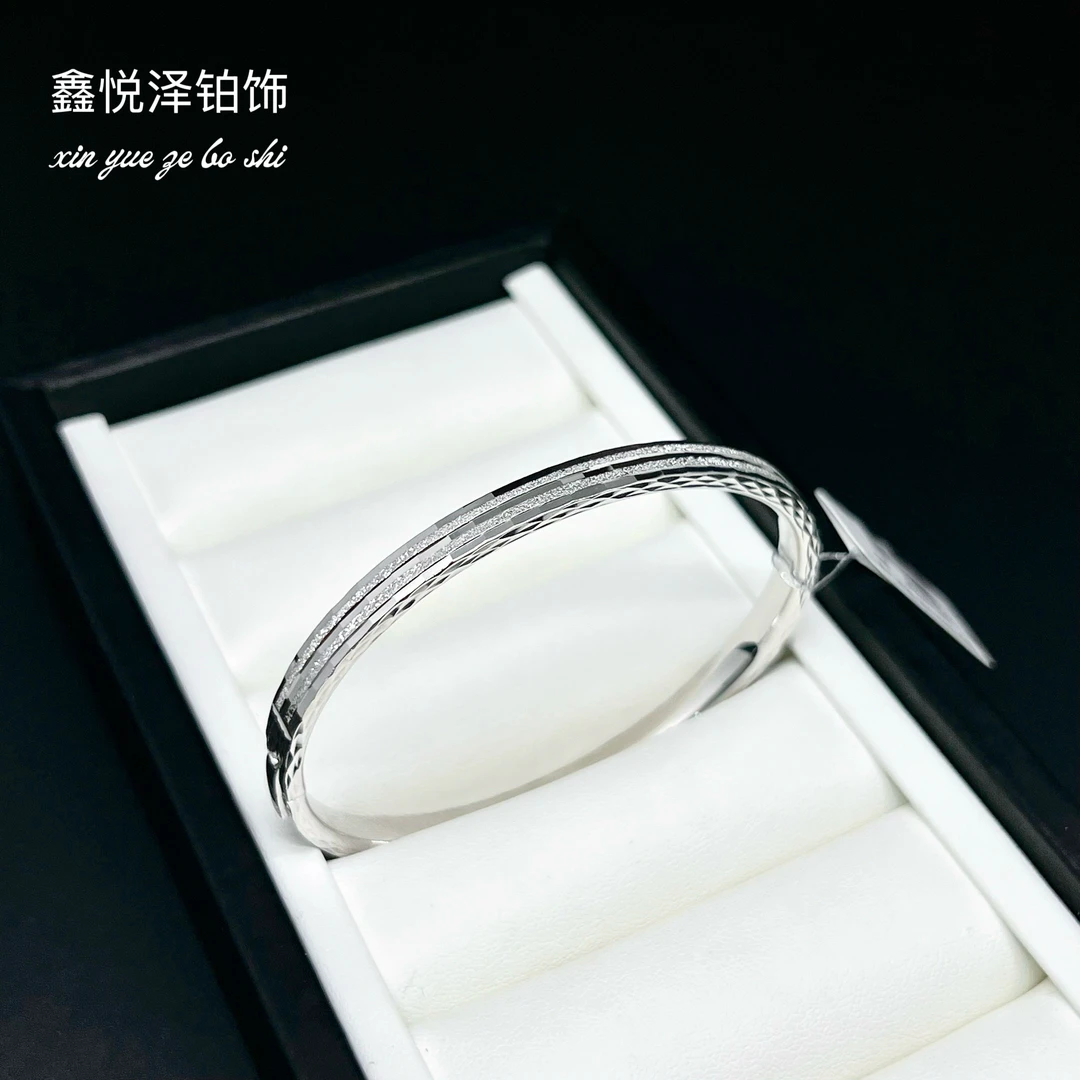 铂金pt950双砂贵妃按钮手镯