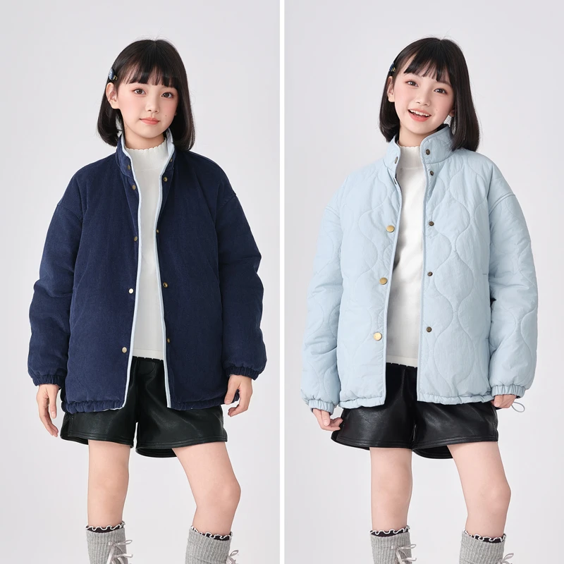 2267【现货】女童棉服儿童新款洋气韩版保暖中大童秋冬款双面穿外套