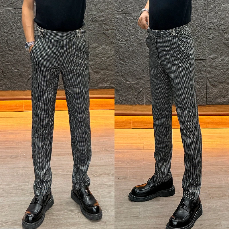 直筒千鸟格暗纹系列裤男士高品质商场原版时尚休闲长裤潮流时尚裤