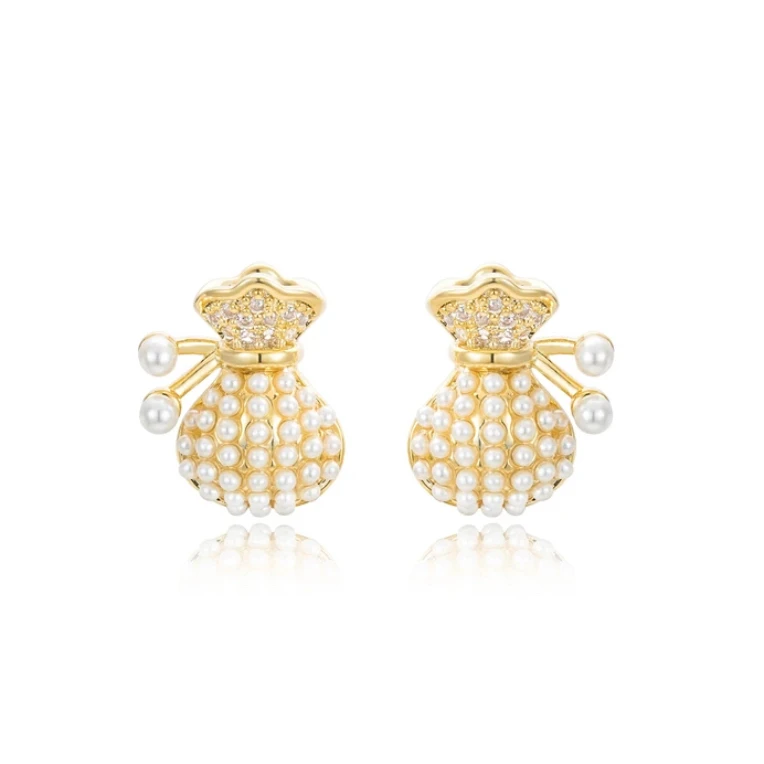 铜合金耳饰 《货号8632》小福袋设计小众时尚耳钉简约小巧