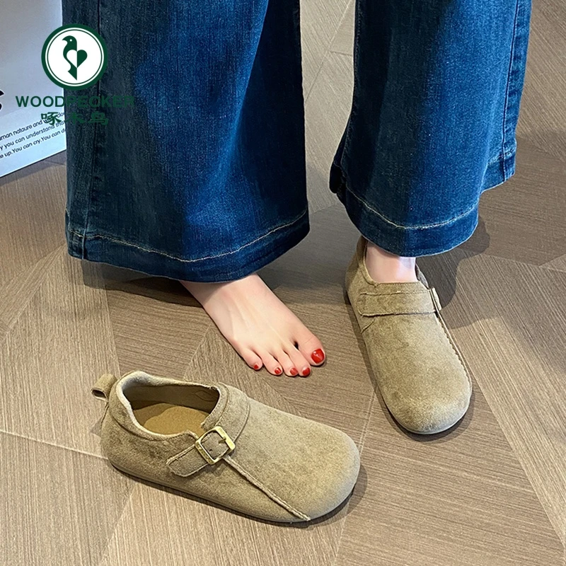 啄木鸟复古勃肯鞋女2025春新款时尚百搭软底懒人鞋单鞋防滑面包鞋