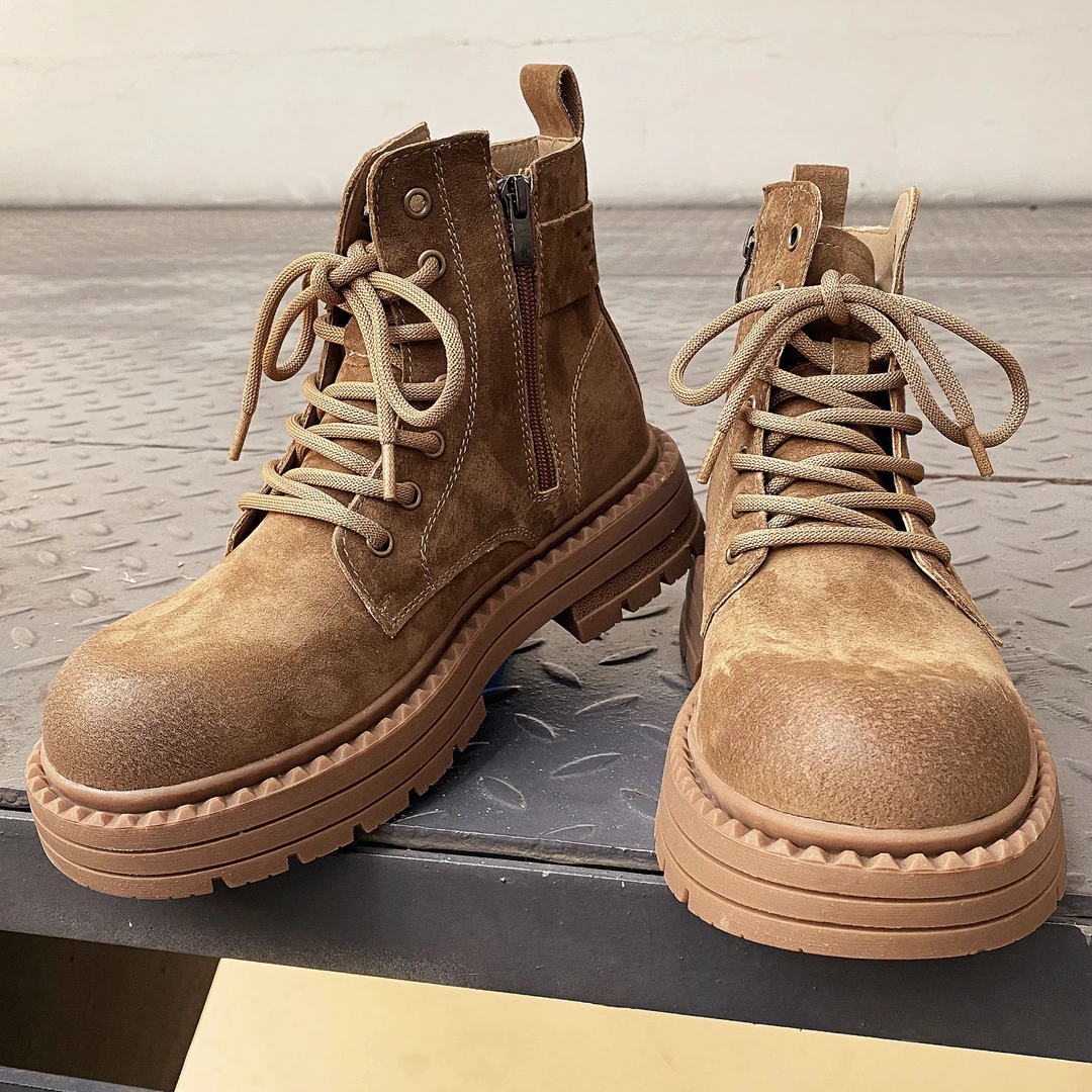 马丁靴男新款冬季高帮鞋英伦风真皮韩版潮流中帮复古休闲工装靴子