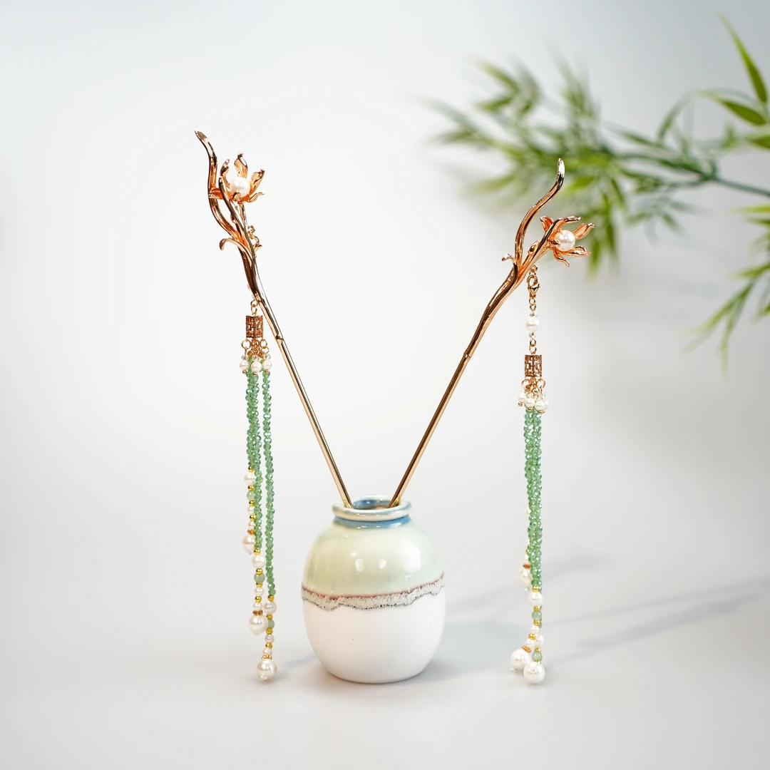 古悦倾城【新兰花】古悦倾城古风汉服发饰长款盘发簪子