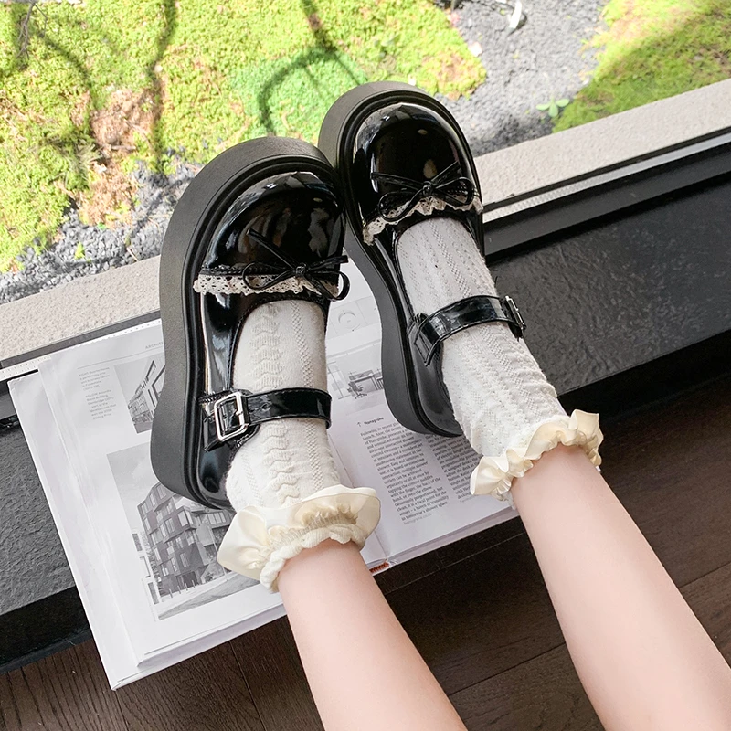 复古爆款小皮鞋圆头女2025黑色百搭增高玛丽珍女鞋厚底新款单鞋