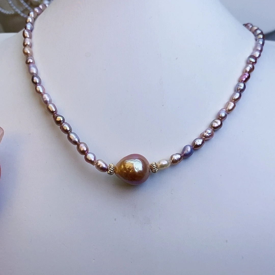 淡水珍珠颈饰银S925镶嵌