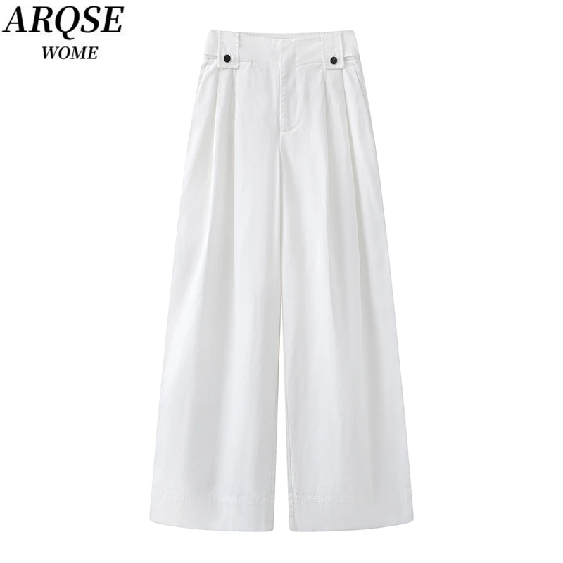 【艾家商场同款】2025夏季新款高腰显瘦直筒休闲阔腿裤女3032