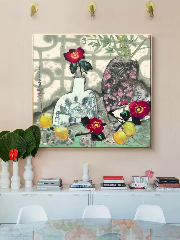 新中式水墨装饰画简约风格茶室背景墙墨韵挂画