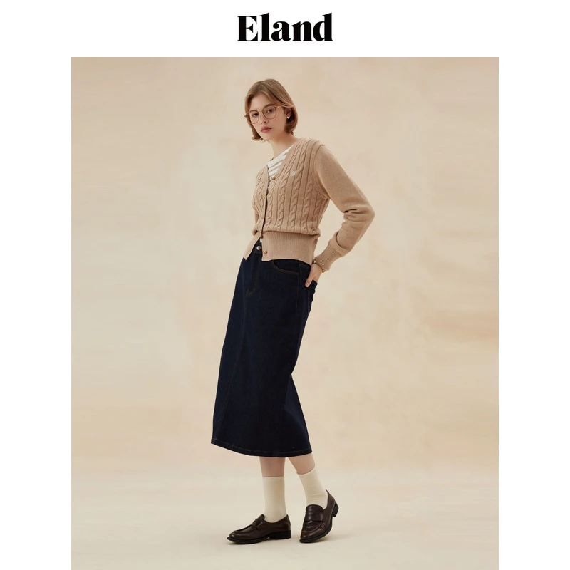 【女装优选WL】Eland衣恋半身裙女后开衩简约H型通勤长裙EEWJE49E01