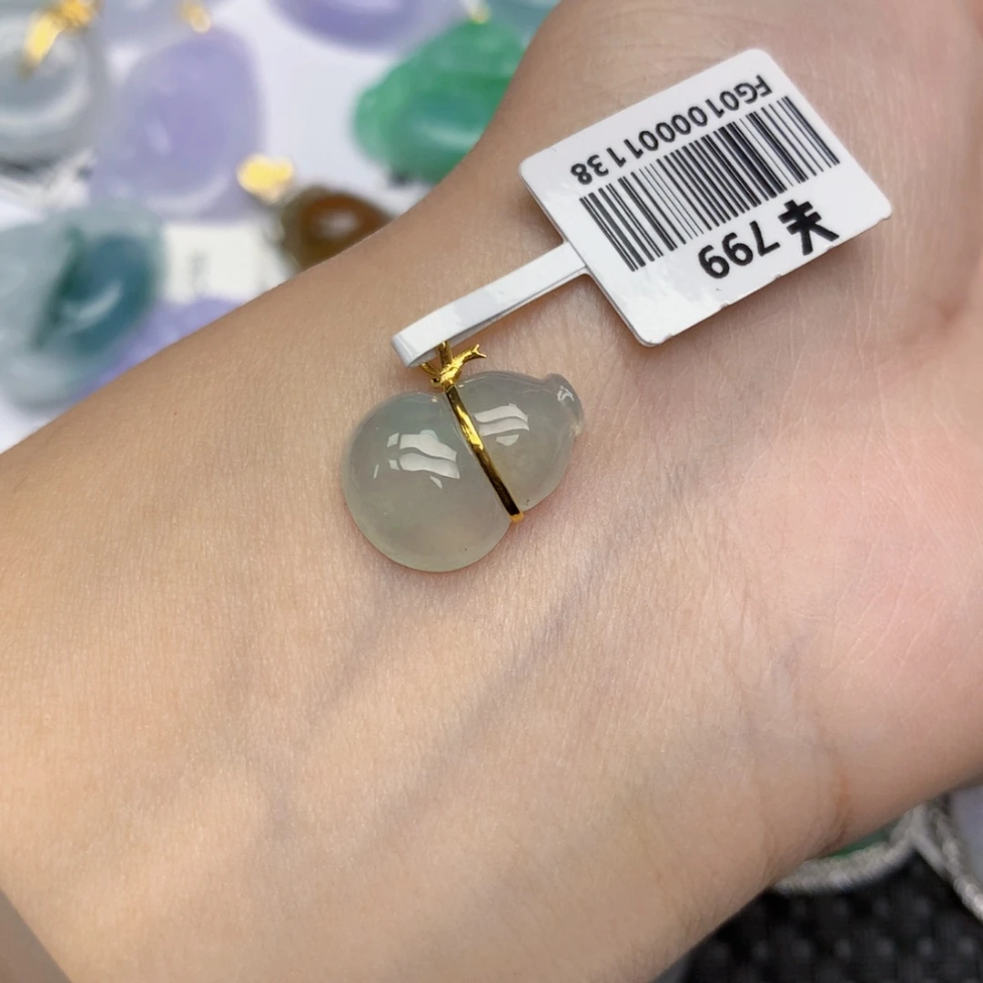 翡翠18K金镶嵌颈饰天然缅甸翡翠a货百元以上9元证书费自理