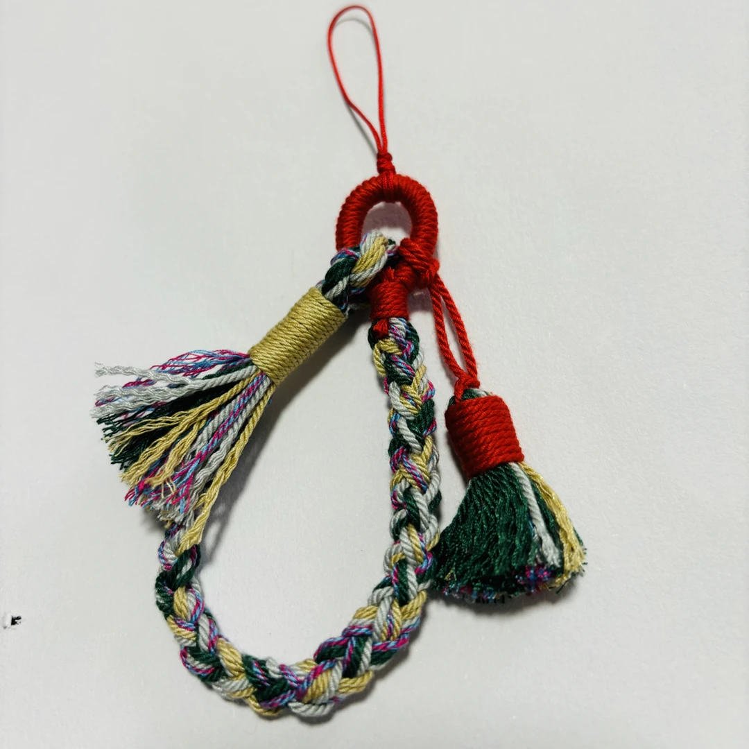 纯手工棉线编织藏式挂绳手机链钥匙链庇佑你平安五彩色包包挂件