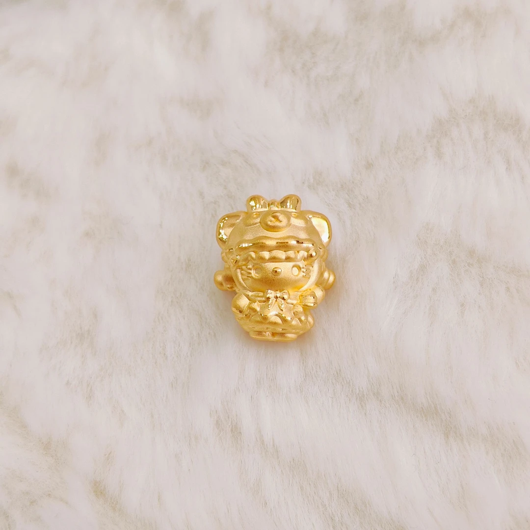 吉金珠宝 足金999蝴蝶结玲娜贝儿kitty3D硬金转运珠手串不含绳