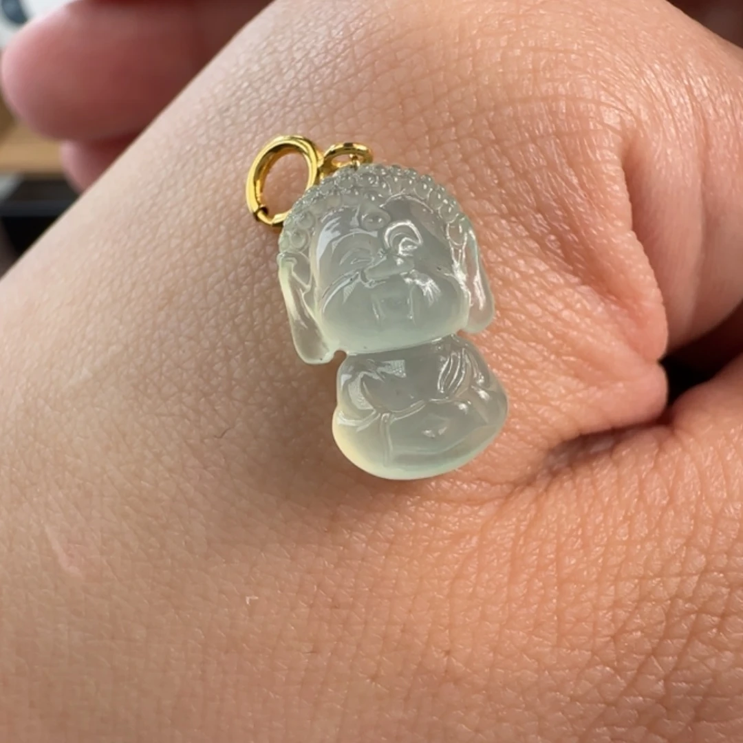 翡翠18K金镶嵌吊坠(不含链)翡翠18k吊坠