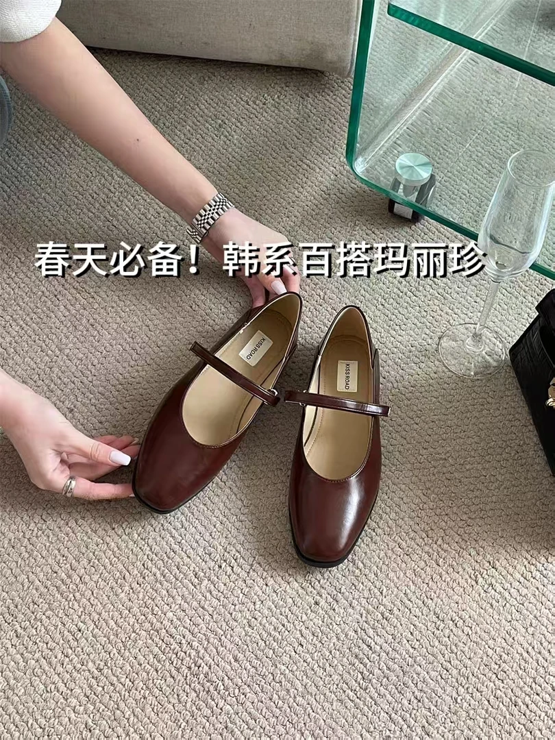 春季低跟单鞋女新款软底舒适玛丽珍鞋平底复古工作女鞋750-35
