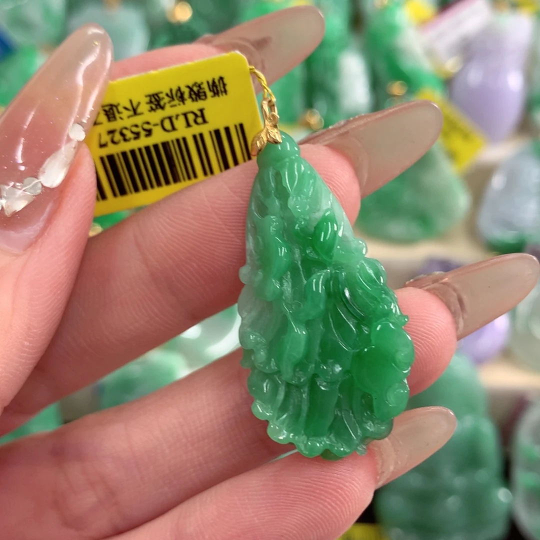 翡翠18K金镶嵌吊坠(不含链)