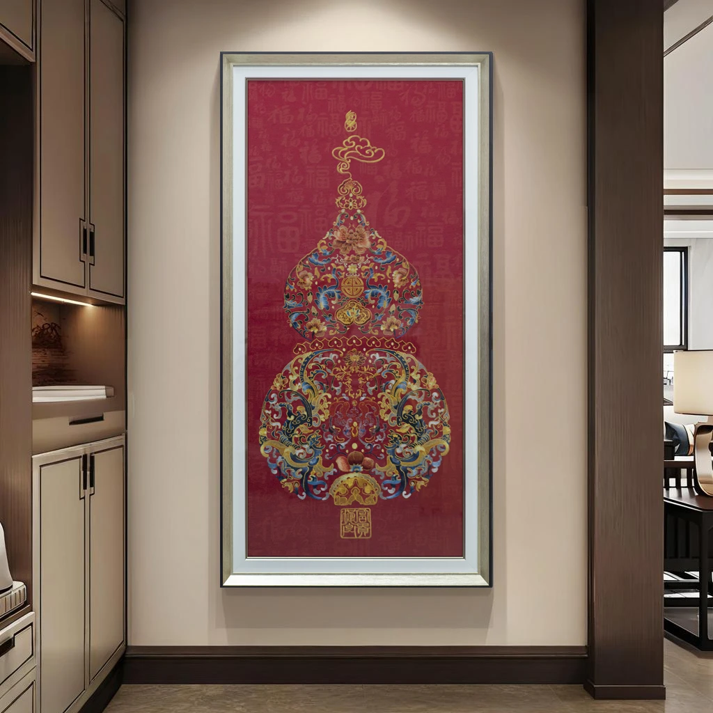 益师傅式百福图葫芦玄关装饰画走廊过道入户墙面客厅画葫芦80160