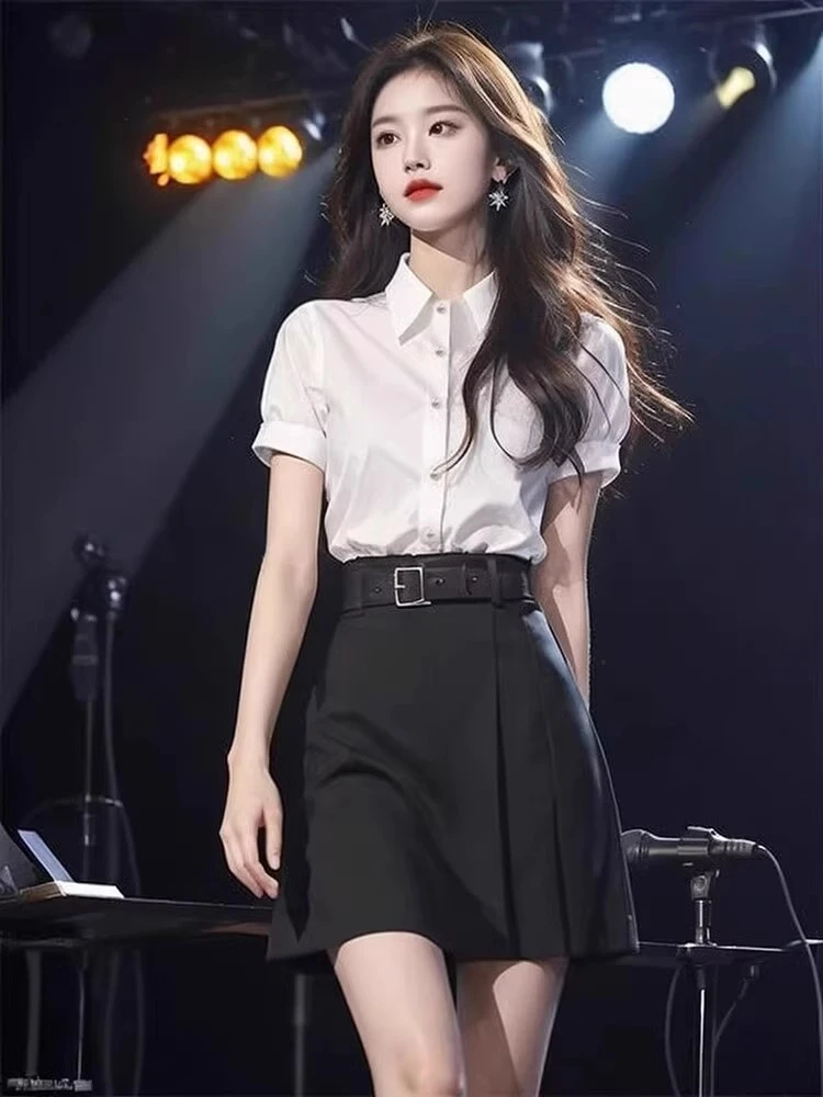 2025新款夏装一整套气质独特漂亮减龄小香风白色衬衫半身裙两件套