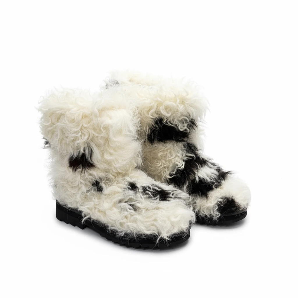 加厚加绒皮毛一体厚底靴子【不规则花纹没有指定花色】